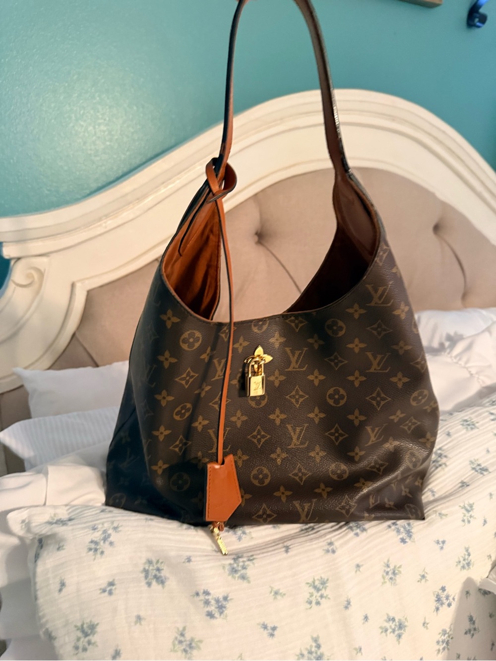 Louis Vuitton Brown Monogram Shoulder Bag with Gold Hardware